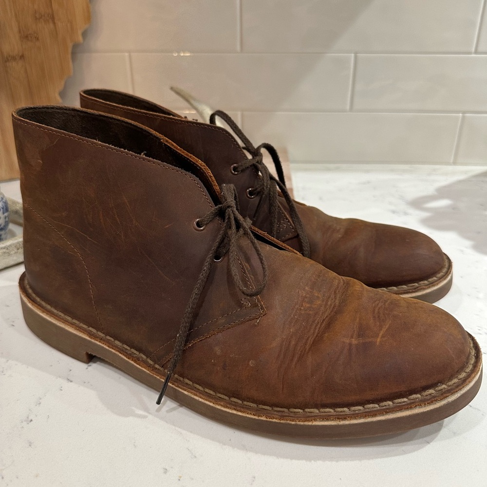 Clarks Collection Boots Mens Size 11 Leather Lace Up Wide Rubber Sole Casual